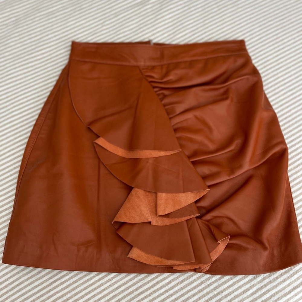 Free People Mini Leather Skirt BROWN
